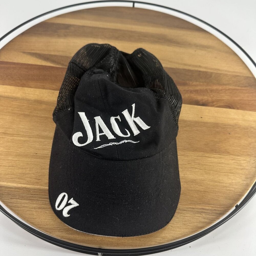 * Jack Daniels Black Mesh Trucker Hat With White Logo & Adjustable Strap